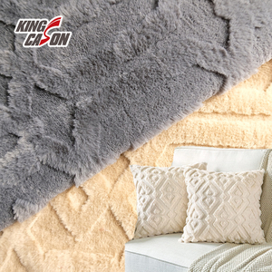 Khaki Grey Jacquard Emboss Geometric Faux Fur Fabric for Cushion