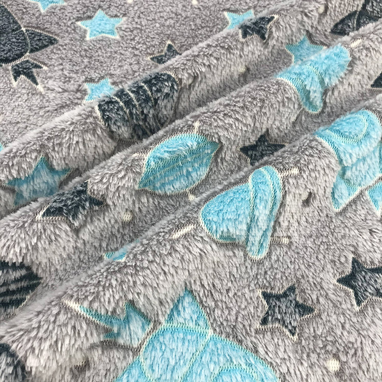 Rocket Print Glow in The Dark Flannel Fleece Fabric 