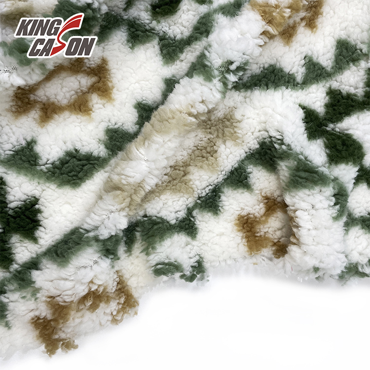 One Side Printed Polyester Sherpa Fleece Fabric 