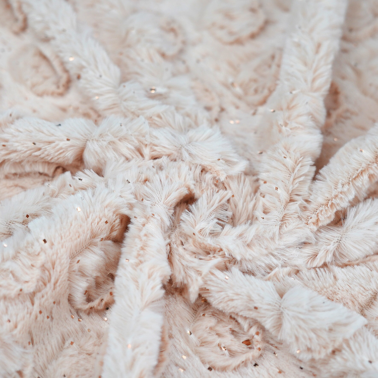 Pink Foil Print Faux Fur Fabric