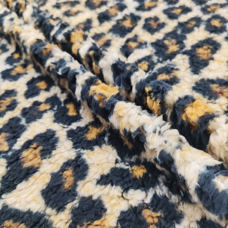 Leopard Printed Warm Sherpa Fleece Fabric