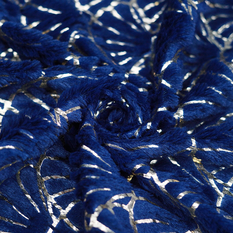 Hot Stamping Blue Faux Fur Fabric