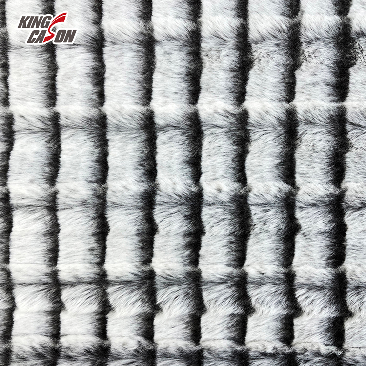 One Side Stripe Fuzzy Fluffy Faux Fur Fabric