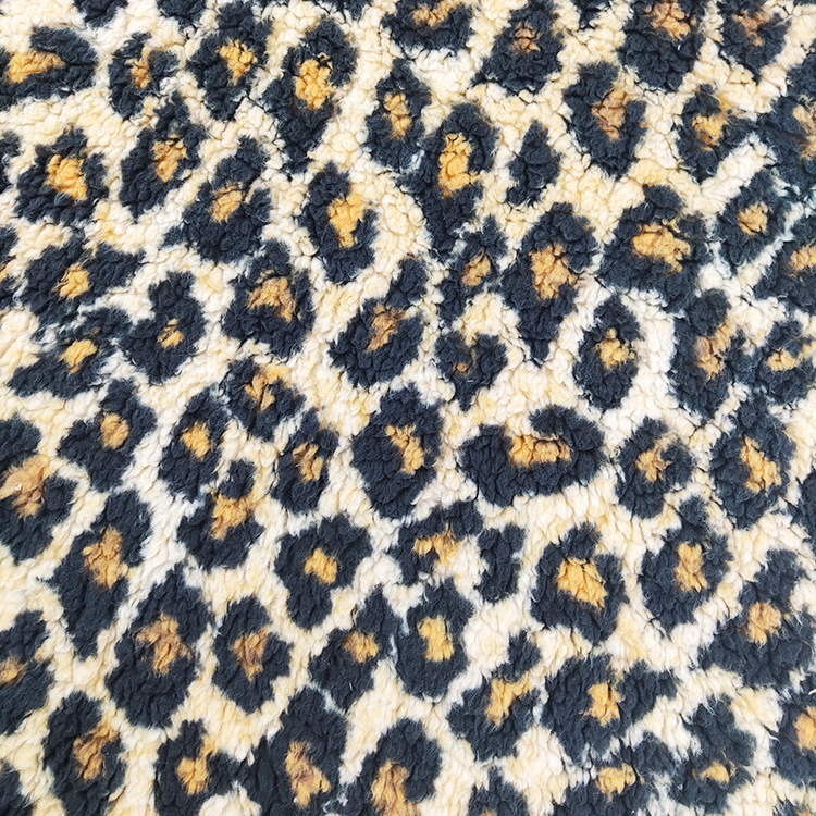 Leopard Printed Warm Sherpa Fleece Fabric