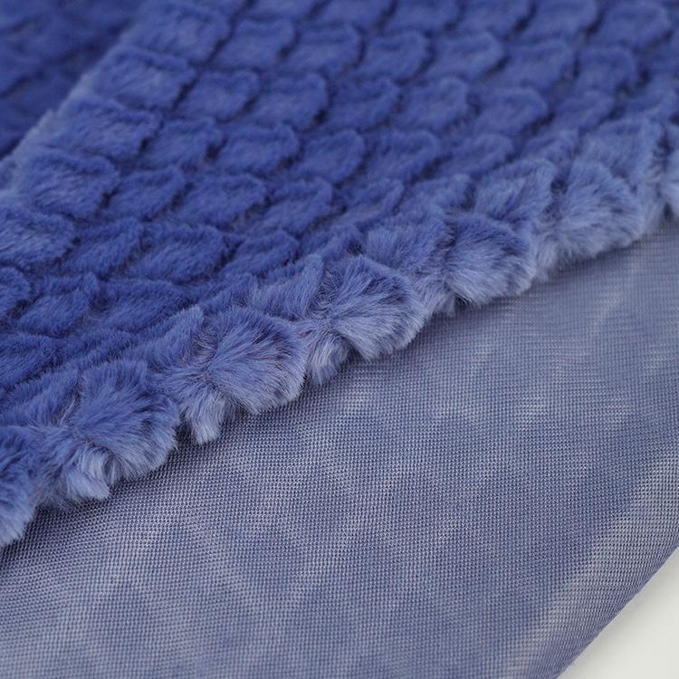 Brushing Blue Color Faux Fur Fabric