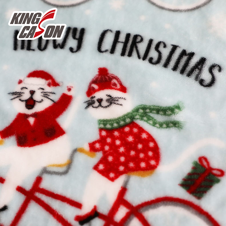 Christmas Super Soft Good Hand Feeling One Side Print Flannel Fleece Fabric