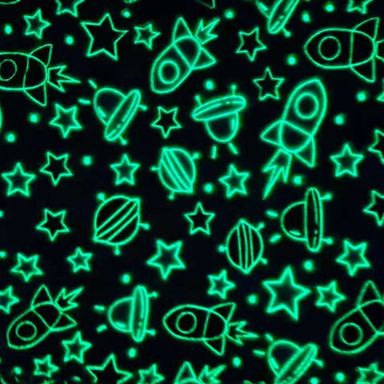 Rocket Print Glow in The Dark Flannel Fleece Fabric 