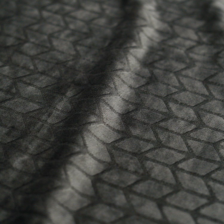 Wheatear Carving Grey Spandex Minky Fabric