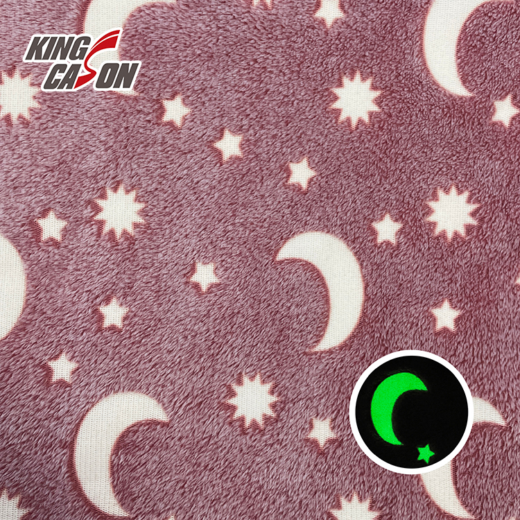 Red Moon Glow in The Dark Fleece Fabric