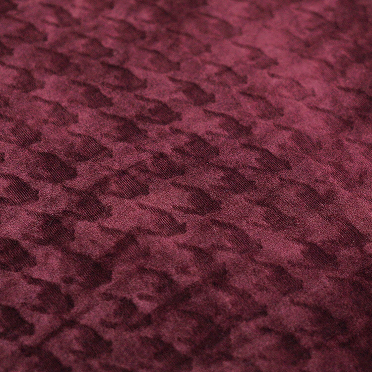 Houndstooth Carving Red Spandex Minky Fabric