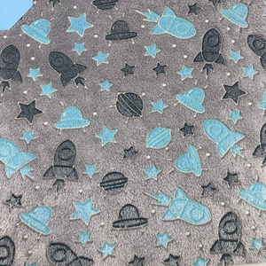 Rocket Print Glow in The Dark Flannel Fleece Fabric 