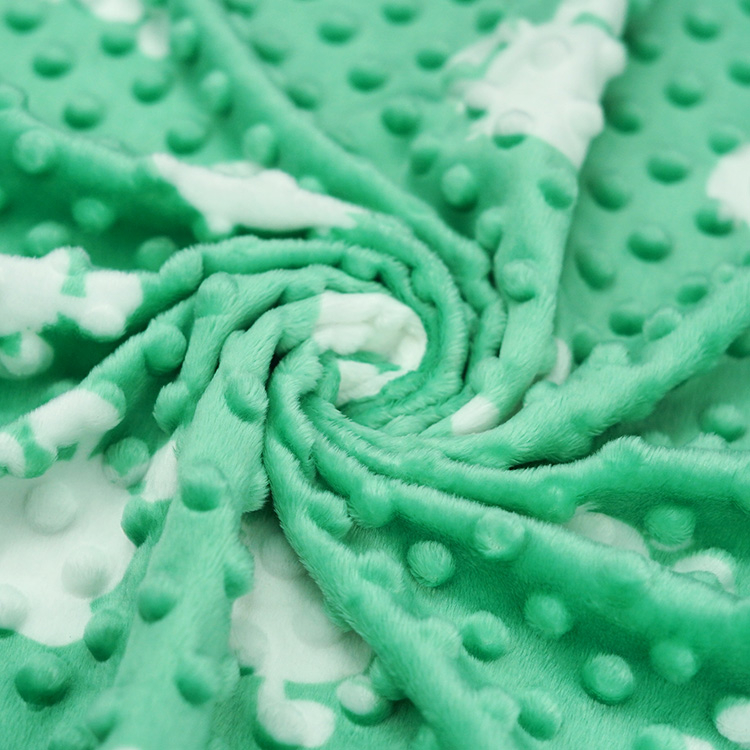 Green Print Dimple Minky Dot Fabric
