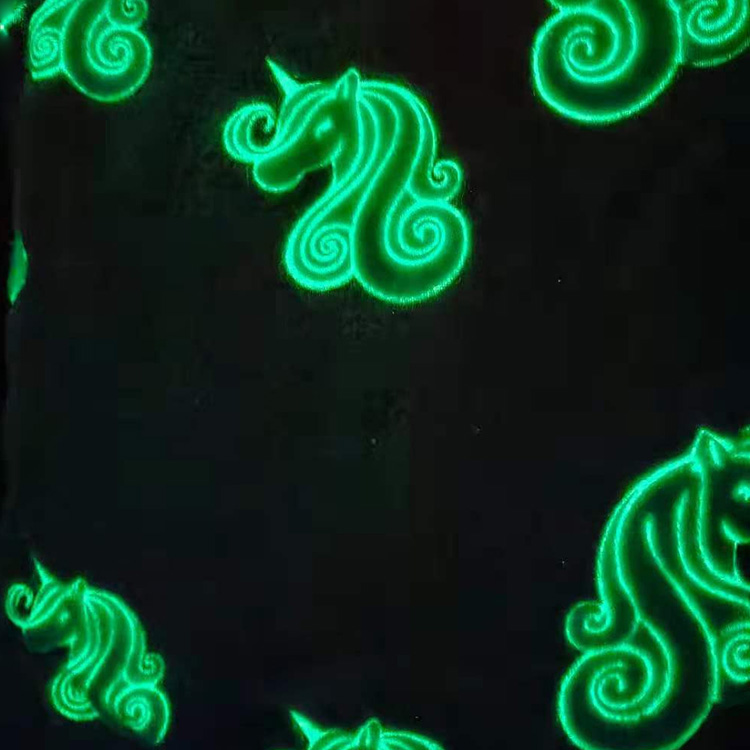Unicorn Print Pink Glow in The Dark Flannel Fleece Fabric 
