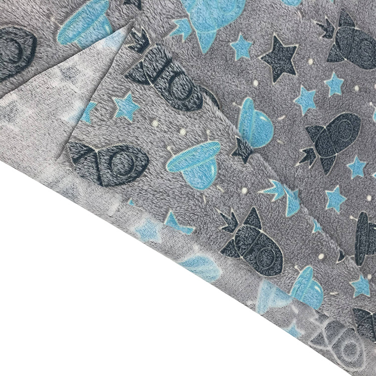 Rocket Print Glow in The Dark Flannel Fleece Fabric 