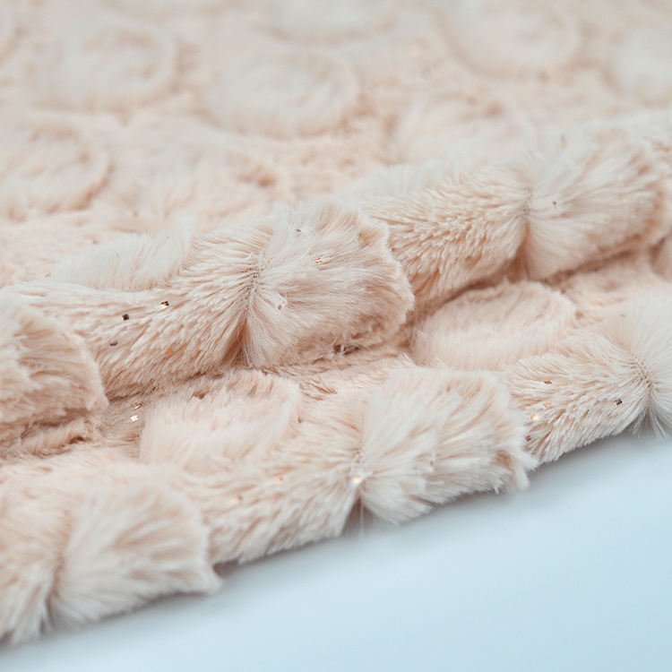 Pink Foil Print Faux Fur Fabric