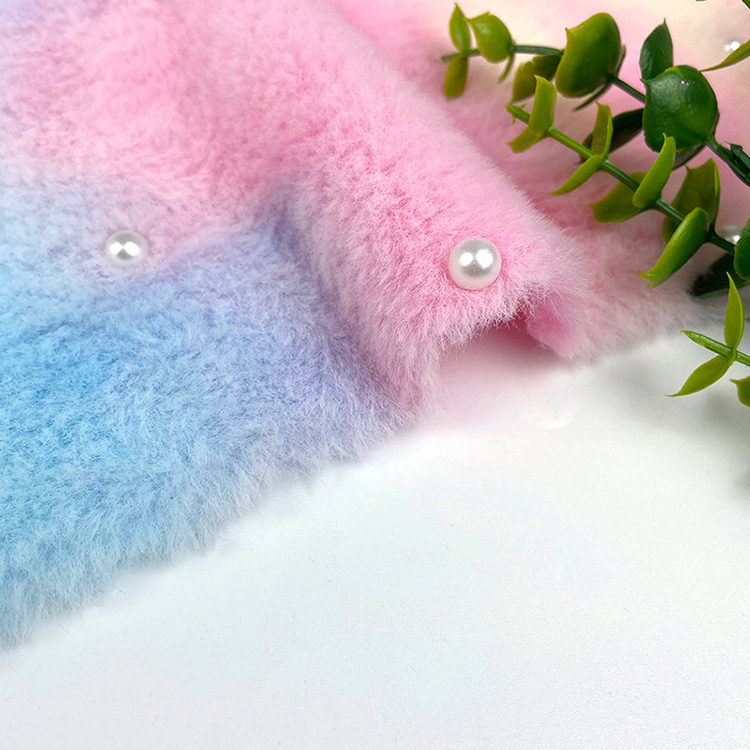 Tie-dye Embroidered Beads Faux Fur Fabric